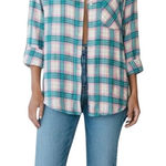 Lauren James Boyfriend Flannel PINK & GREEN Shirt size medium Photo 0