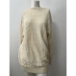 Yessiva Cream Floral Crochet Knit Embroidered Rustic Crew Neck Wool Sweater Med Yellow Size L Photo 2