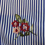 Active USA 52  Cold Shoulder Blue White Stripe Ruffle Floral Top Size Medium Photo 6