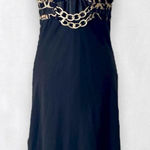 Early 2000's Black Gold Chain Mesh Animal Print Midi Party Dress M Size M Photo 0