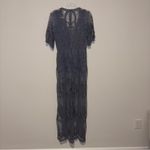 Honey Punch Mila Lace Maxi Romper Dress Dusty Blue size medium Photo 2