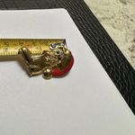 Signed Avon Christmas Holiday Brooch Pin Gold Tone Kitty Cat In Santa Boot & Hat Photo 3