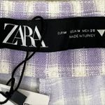 ZARA NWT Purple and White Gingham Checked Plaid Shorts Size Medium Photo 2
