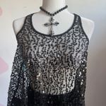 American Rag Black Sheer Sequin Tank Top, Y2K Soft Grunge‎ Festival Rave Clubwear 2000s XS Photo 1