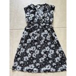 Ann Taylor Vintage Loft Dress Womens SP Black Floral Mini Babydoll Y2K Preppy Photo 2