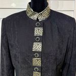 Jessica Howard  Velvet Tunic Jacket w/ Gold Trim • Vintage Set Top Photo 3