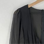 Rumor Womens‎ Size M Black Mesh Sheer Balloon Long Sleeve Faux Wrap Mini Dress Size M Photo 2