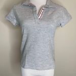 Nike  Light Gray Cropped Polo Shirt Sz Medium Photo 0