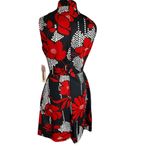 Vintage 60s Sears Crestknit Mod Dress XS S Tag Jr 9 Black‎ Red Floral Scarf Mod Photo 3