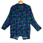Vintage‎ Floral Open Shirt Jacket Black Purple Grandmacore Baggy Plus Size Rayon Photo 1