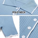 Merokeety Women's V Neck Ribbed Knit Midi Dress Short Sleeve Button Elegant Bodycon Sweater Dress Photo 6