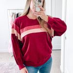 The Great . Maroon Striped Crewneck Sweatshirt Photo 5