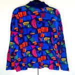 Vintage funky Clowncore button collar long sleeve abstract top size S Blue Photo 1