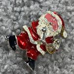 Christmas Santa Jewelry Pin Brooch Playing Horns Metal Glitter Enamel Paint Photo 6