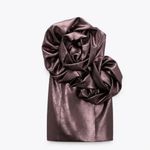 ZARA NWT  Voluminous Flower Strapless Mini Metallic Dress Crossover Strap Photo 10