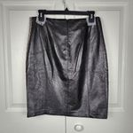Vintage Laundry By Shelli Segal Leather Wool Pencil Skirt Black Herringbone 6 Photo 4