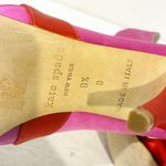 Kate Spade  Satin Pink And Red Bow Open Toe High Heels Pumps Size 8.5B Photo 5