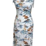 Free People Beach Linen Blend Neutral Combo Tropical Party Midi Dress Womens 0 Photo 1