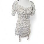 GIRLY RUFFLE LACE FLORAL MILK MADE RUCHED TIE UP DRESS SMALL. White Photo 2