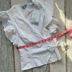 Ganni  White V-Neck Ruffled Wrap Top Women's Size XS Photo 6