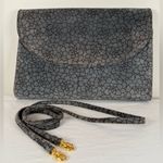 Vintage Marty Fuerst Detroit Suede Leather Purse Gray Floral Crossbody Clutch Photo 1