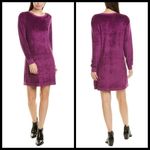 Michael Stars 💕💕 Terry Cloth Long Sleeve Crew Neck Shift Dress Purple Small Photo 1