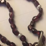 Native American Garnet Freshwater Pearl Sterling Cross Necklace Marked 15" Silver Photo 6