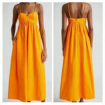 Farm Rio  Women's Mustard Orange Bustier Maxi Dress M Gauzy Vacation Beach Resort Photo 2