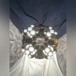 Badgley Mischka  Halter Black White Embelished Swimsuit Miami Swim‎ Week EUC Sz 4 Photo 3