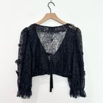 For Love & Lemons Loretta Cropped Blouse Lace Black NWT size Large Photo 3