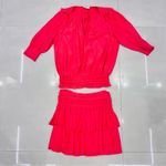 Ramy Brook  MERRY V-NECK SHORT-SLEEVE BLOUSE IN PUNCH AND JANE MATCHING SKIRT Photo 3