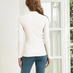 SheIn Elegant White Long Sleeve Turtleneck Top | Size: M Photo 1