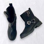 Jellypop NEW  Black Gray Fabric Chunky Buckle Harness Biker Combat Boots US 9 M Photo 1