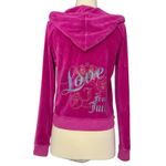 Juicy Couture Vintage Y2K  Pink Velour Metallic Glitter Zip Up Hoodie Jacket Sz L Photo 5
