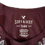 American Eagle Soft & Sexy Burgundy Embroidered Floral Tank Top Size Medium Photo 3