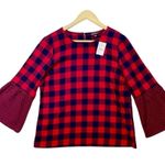 J.Crew NWT Mercantile Buffalo Plaid Bell Sleeve Top Photo 1