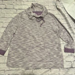 Catherines Croft & Barrow Cowl Neck Pullover Knit Top with Pocket Lavender White Size XL Photo 0