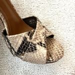 Tory Burch Tan/Brown/Cream Snakeskin Leather Criss Criss Open Toe Heels Photo 1