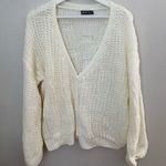 SheIn Cardigan Sweater Knit Buttons White Loose Fitting Neutral Casual Trendy Photo 9