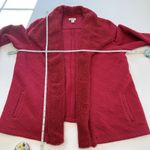LL Bean Red Quilted Sherpa Trim Open Cardigan‎ Sweatshirt Pockets Size XL Photo 5