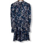 Parker Robyn Smocked Silk Floral Dress Bishop Sleeve High Neck Feminine Sm New Photo 3