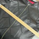 Vintage Mossimo Black Quilted Leather S Jacket Diamond pattern zip up red lining Photo 3