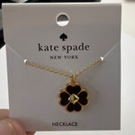 Kate‎ Spade New York Black Clover Enamel Mini Pendant Necklace Gold Tone Photo 0