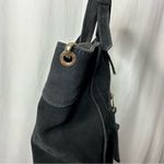 Mango MNG  Black Suede Tote Crossbody Purse Bag Large 18x12” Photo 8