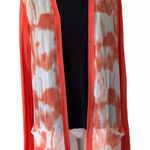 Chico's  Orange and White Watercolor Print Cardigan 2 12 L Large Photo 0