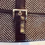Banana Republic Clutch Black Herringbone Wool Blend Leather Trim Wristlet Bag Photo 2