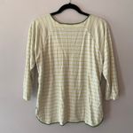 Lake Green Yellow Stripe 3/4 Sleeve 100% Pima Cotton Pajama Shirt Women's Large Photo 5