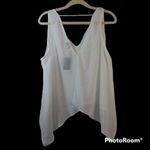 Gazelle White Embroidered Asymmetrical Tank Top Sheer Size M Size M Photo 3