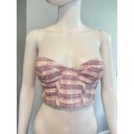 ZARA NEW  women's size S Pink And Purple Tweed Tube crop Top Size Photo 4