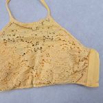 H&M  Yellow Lace Crochet Eyelet Halter Tie Padded Bikini Bralette Swim Top 6 Photo 3